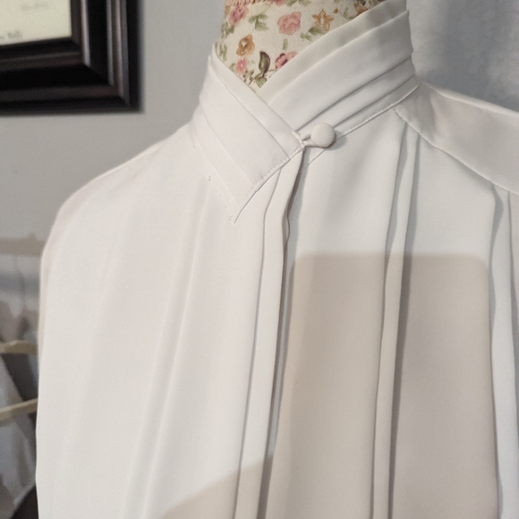 Yves Saint Clair Petites White Vintage Blouse - Picture 6 of 7